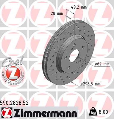 Zimmermann 590.2828.52 - Гальмівний диск autozip.com.ua