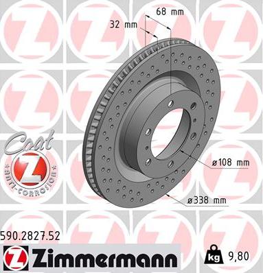 Zimmermann 590.2827.52 - Гальмівний диск autozip.com.ua
