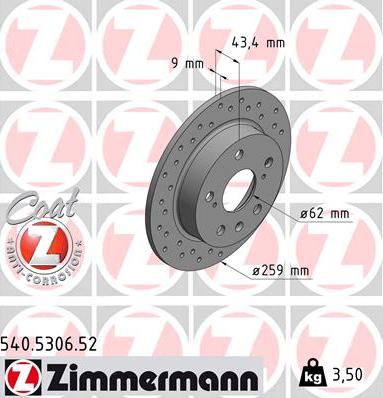 Zimmermann 540.5306.52 - Гальмівний диск autozip.com.ua