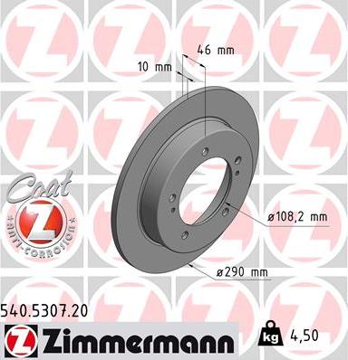 Zimmermann 540.5307.20 - Гальмівний диск autozip.com.ua