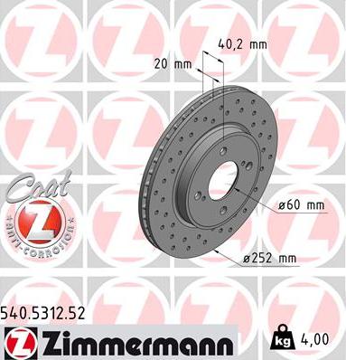 Zimmermann 540.5312.52 - Гальмівний диск autozip.com.ua