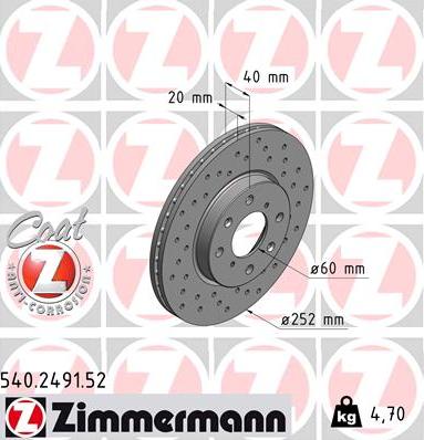Zimmermann 540.2491.52 - Гальмівний диск autozip.com.ua