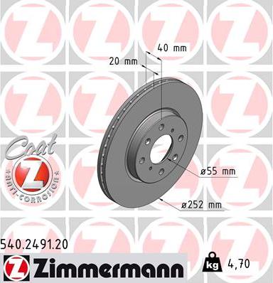 Zimmermann 540.2491.20 - Гальмівний диск autozip.com.ua