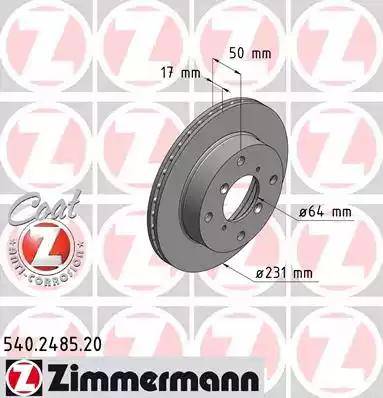 Zimmermann 540.2485.20 - Гальмівний диск autozip.com.ua