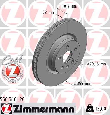 Zimmermann 550.5601.20 - Гальмівний диск autozip.com.ua