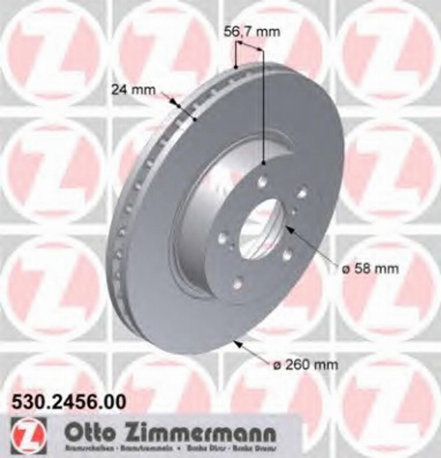 Zimmermann 530 2456 00 - Гальмівний диск autozip.com.ua