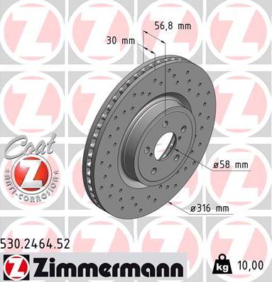 Zimmermann 530.2464.52 - Гальмівний диск autozip.com.ua