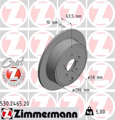 Zimmermann 530.2465.20 - Гальмівний диск autozip.com.ua
