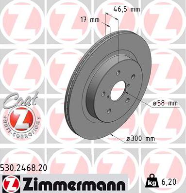 Zimmermann 530.2468.20 - Гальмівний диск autozip.com.ua