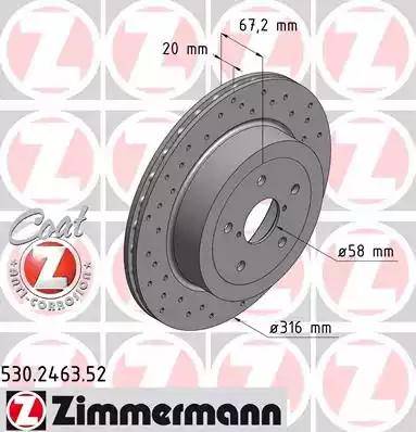 Zimmermann 530.2463.52 - Гальмівний диск autozip.com.ua