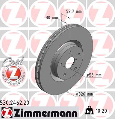 Zimmermann 530.2462.20 - Гальмівний диск autozip.com.ua