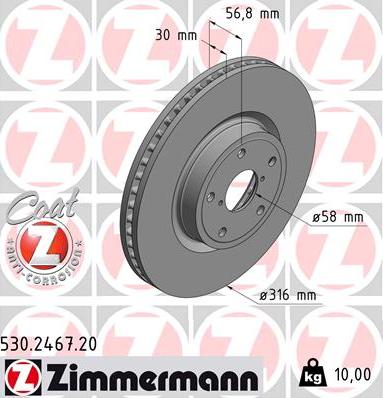 Zimmermann 530.2467.20 - Гальмівний диск autozip.com.ua