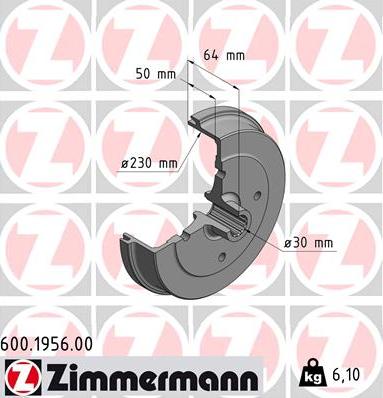 Zimmermann 600.1956.00 - Гальмівний барабан autozip.com.ua