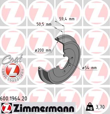 Zimmermann 600.1964.20 - Гальмівний барабан autozip.com.ua