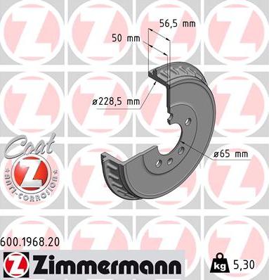 Zimmermann 600.1968.20 - Гальмівний барабан autozip.com.ua