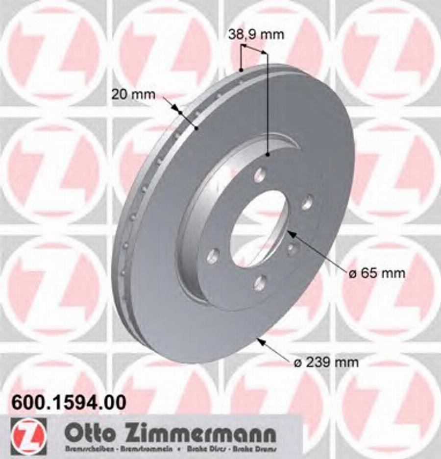 Zimmermann 600 1594 00 - Гальмівний диск autozip.com.ua