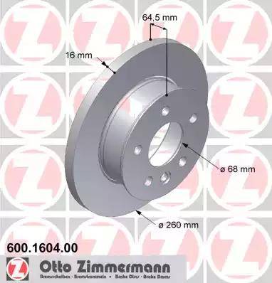 Zimmermann 600.1604.00 - Гальмівний диск autozip.com.ua