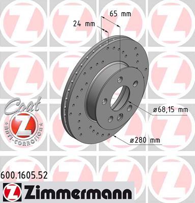 Zimmermann 600.1605.52 - Гальмівний диск autozip.com.ua