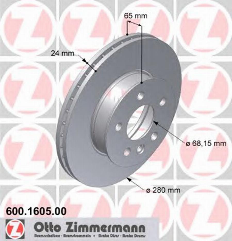 Zimmermann 600 1605 00 - Гальмівний диск autozip.com.ua