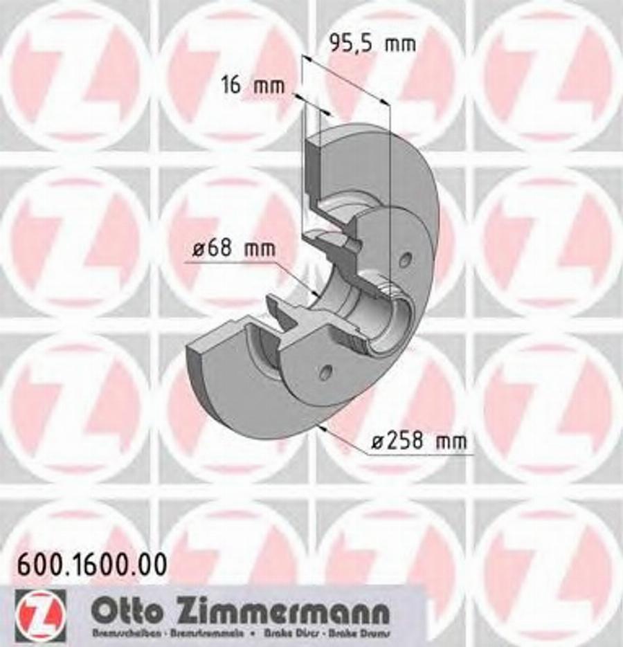 Zimmermann 600 1600 00 - Гальмівний диск autozip.com.ua