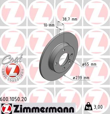 Zimmermann 600.1050.20 - Гальмівний диск autozip.com.ua