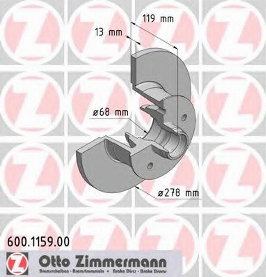 Zimmermann 600 1159 00 - Гальмівний диск autozip.com.ua