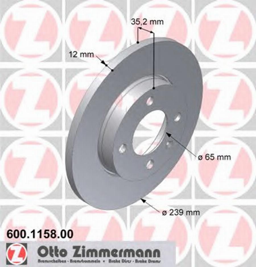 Zimmermann 600 1158 00 - Гальмівний диск autozip.com.ua