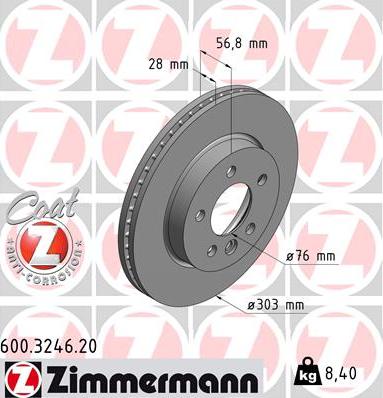 Zimmermann 600.3246.20 - Гальмівний диск autozip.com.ua