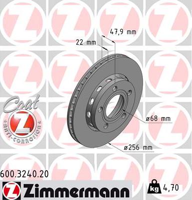 Zimmermann 600.3240.20 - Гальмівний диск autozip.com.ua