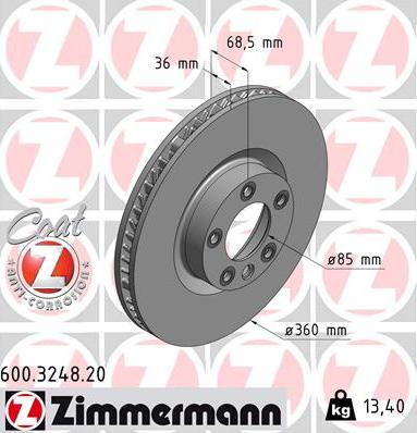 Zimmermann 600.3248.20 - Гальмівний диск autozip.com.ua