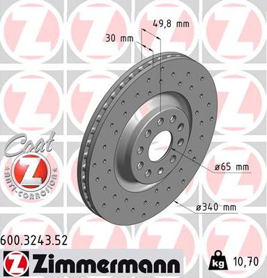 Zimmermann 600.3243.52 - Гальмівний диск autozip.com.ua