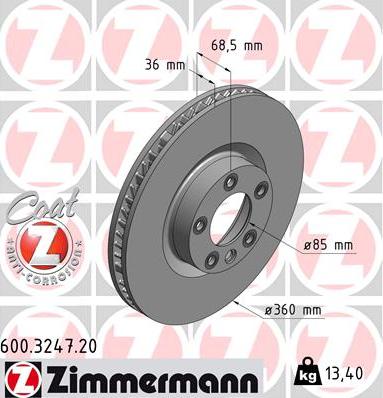 Zimmermann 600.3247.20 - Гальмівний диск autozip.com.ua