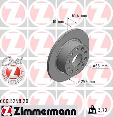 Zimmermann 600.3258.20 - Гальмівний диск autozip.com.ua