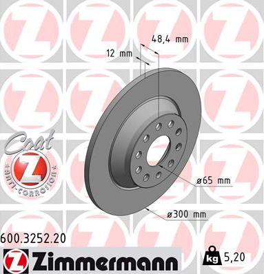 Zimmermann 600.3252.20 - Гальмівний диск autozip.com.ua