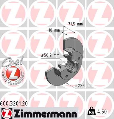Zimmermann 600.3201.20 - Гальмівний диск autozip.com.ua