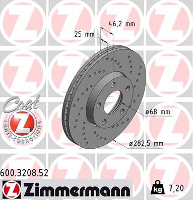 Zimmermann 600.3208.52 - Гальмівний диск autozip.com.ua