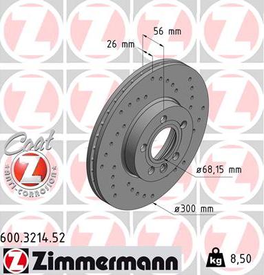 Zimmermann 600.3214.52 - Гальмівний диск autozip.com.ua