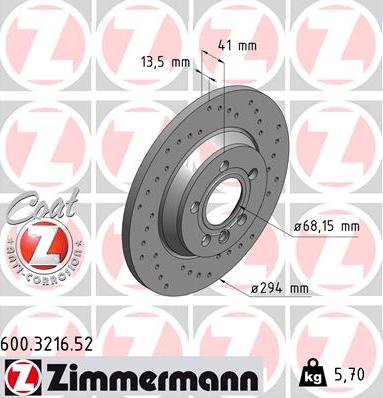 Zimmermann 600.3216.52 - Гальмівний диск autozip.com.ua
