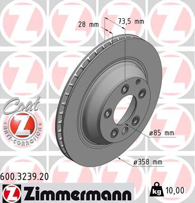 Zimmermann 600.3239.20 - Гальмівний диск autozip.com.ua