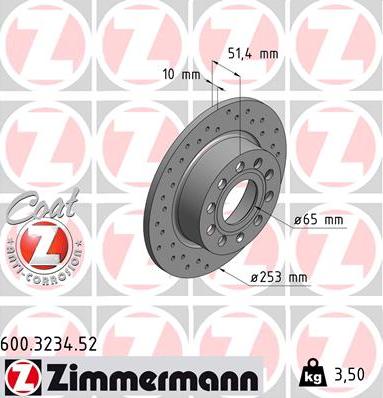 Zimmermann 600.3234.52 - Гальмівний диск autozip.com.ua