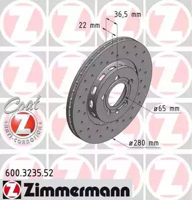 Zimmermann 600.3235.52 - Гальмівний диск autozip.com.ua