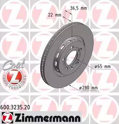 Zimmermann 600.3235.20 - Гальмівний диск autozip.com.ua