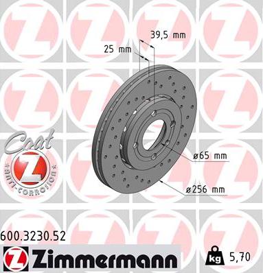 Zimmermann 600.3230.52 - Гальмівний диск autozip.com.ua