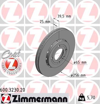 Zimmermann 600.3230.20 - Гальмівний диск autozip.com.ua