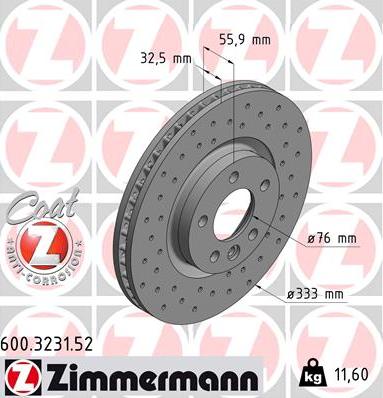 Zimmermann 600.3231.52 - Гальмівний диск autozip.com.ua