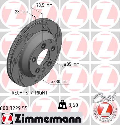 Zimmermann 600.3229.55 - Гальмівний диск autozip.com.ua