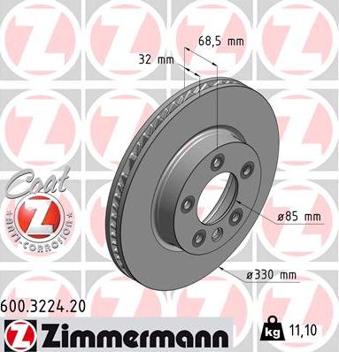 Zimmermann 600.3224.20 - Гальмівний диск autozip.com.ua