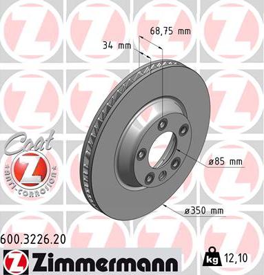 Zimmermann 600.3226.20 - Гальмівний диск autozip.com.ua