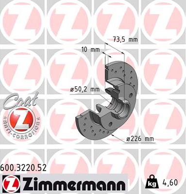 Zimmermann 600.3220.52 - Гальмівний диск autozip.com.ua