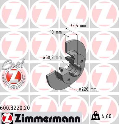 Zimmermann 600.3220.20 - Гальмівний диск autozip.com.ua